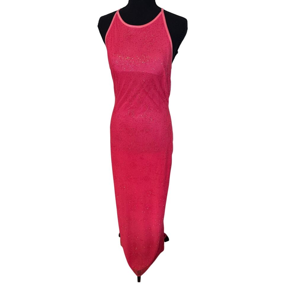 Vintage Gunne Sax Jessica McClintock Red Glitter Maxi Dress 7/8 Y2K USA